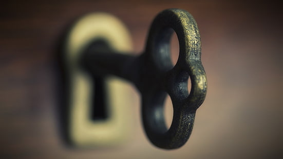 brass-colored key, keys, macro, HD wallpaper HD wallpaper
