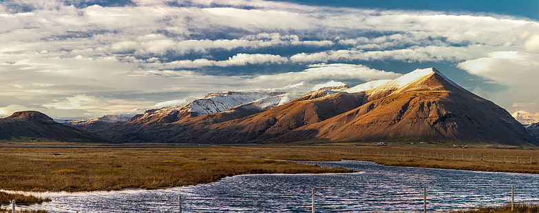 brązowe góry i białe chmury nimbusowe ilustracja, islandia, islandia, Islandia, panorama, brązowy, góry, biały, nimb, chmury, ilustracja, islandia, montañas, góra, natura, śnieg, jezioro, krajobraz, scenics, na dworze, szczyt górski, podróż, Tapety HD HD wallpaper