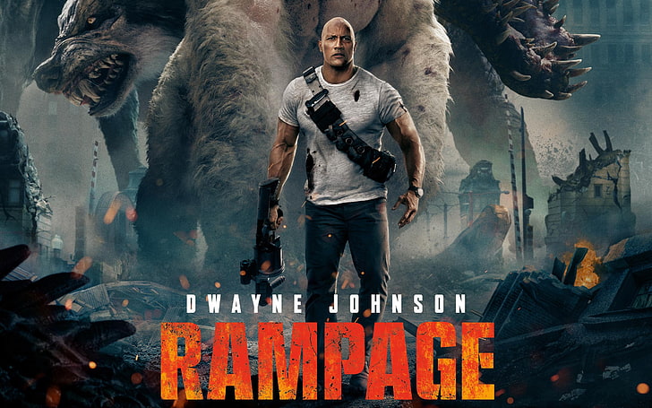 Rampage 2018 Dwayne Johnson Film, Dwayne Johnson Rampage poser, HD wallpaper
