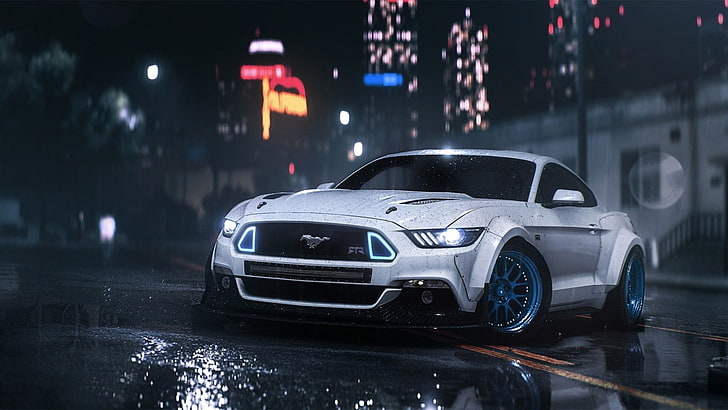 Need for Speed, Need for Speed Payback, Ford Mustang, Muscle Car, White Car, HD wallpaper