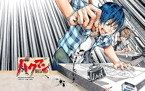 Bakuman, anak laki-laki anime, Moritaka Mashiro, Takagi Akito, anime, Wallpaper HD HD wallpaper