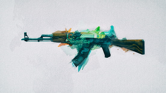 brązowo-czarna grafika karabinu Kałasznikowa, Counter-Strike: Global Offensive, AKM, Tapety HD HD wallpaper
