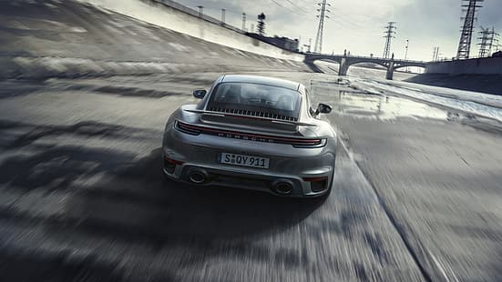  Porsche 911 Turbo S, car, vehicle, motion blur, sports car, HD wallpaper HD wallpaper