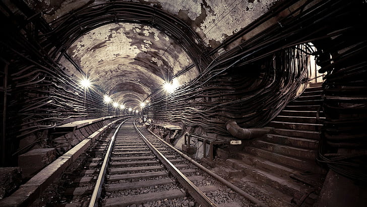 kereta bawah tanah, kereta api, terowongan, Wallpaper HD