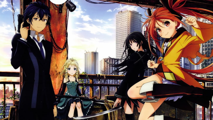 Black Bullet و Tina Sprout و Kisara Tendo و Aihara Enju و Anime Girls، خلفية HD