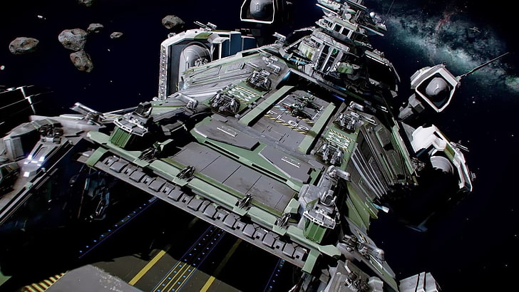 fondo de pantalla de nave espacial verde y gris, espacio, nave espacial, Star Citizen, Fondo de pantalla HD