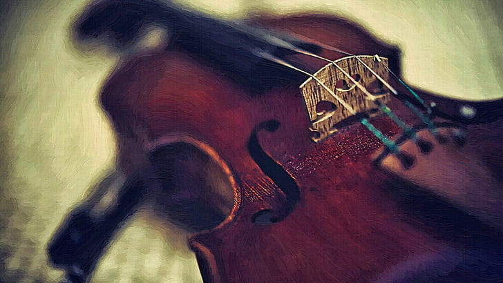violin macro artwork, HD wallpaper