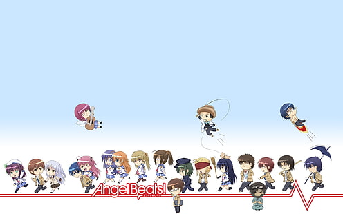 อะนิเมะ, Angel Beats!, Ayato Naoi, Chaa (Angel Beats!), Fujimaki (Angel Beats!), Hinata Hideki, Hisako (Angel Beats!), Kanade Tachibana, Masami Iwasawa, Matsushita (Angel Beats!), Miyuki Irie, Noda (Angel Beats!), Ooyama (Angel Beats!), Saitou (Angel Beats!), Shiina (Angel Beats!), Shiori Sekine, TK (Angel Beats!), Takamatsu (Angel Beats!), Takeyama (Angel Beats!) , Yui (Angel Beats!), Yuri Nakamura, Yusa (Angel Beats!), Yuzuru Otonashi, วอลล์เปเปอร์ HD HD wallpaper