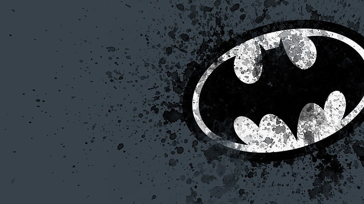 Цифров тапет на логото на Батман, Батман, логото на Батман, лого, пръскане на боя, HD тапет