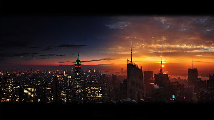صورة منظر مدينة نيويورك ، مبنى إمباير ستيت ، منظر للمدينة ، مدينة نيويورك ، مبنى إمباير ستيت، خلفية HD