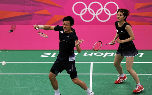 Shintaro Ikeda dan Reiko Shiota, london, athelete, bulu tangkis, olimpiade, Wallpaper HD HD wallpaper
