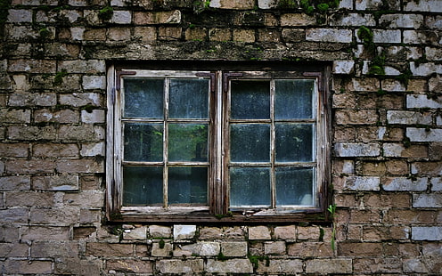 ventana, pared, viejo, ladrillos, Fondo de pantalla HD HD wallpaper