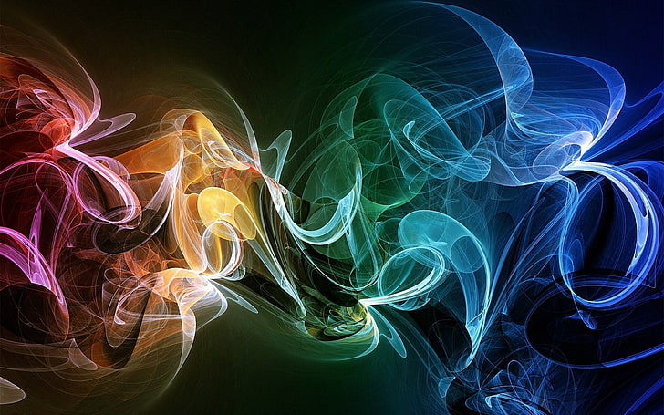 разноцветные дымовые обои, дым, сплетение, разноцветные, фон, HD обои