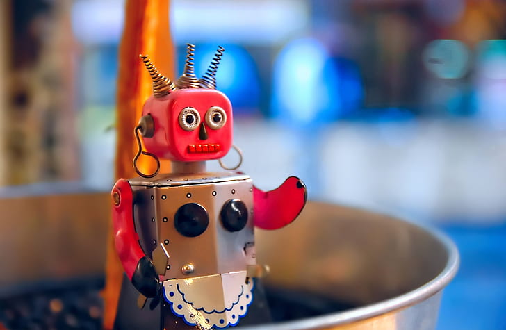 ロボットメイド、食べ物と飲み物、ロボット、コーヒー、面白い、かわいい、メイド、豆、 HDデスクトップの壁紙