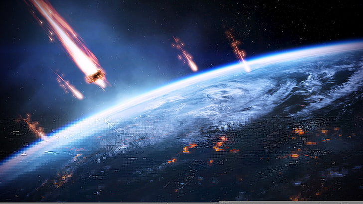 photo of earth, earth, mass effect 3, the reapers, invasion, HD wallpaper