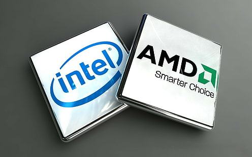 Processors, Cpu, Company, Amd, Intel, Green, Blue, White, HD wallpaper HD wallpaper