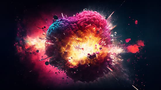 Искусство ИИ, взрыв, цветовая вспышка, иллюстрация, HD обои HD wallpaper