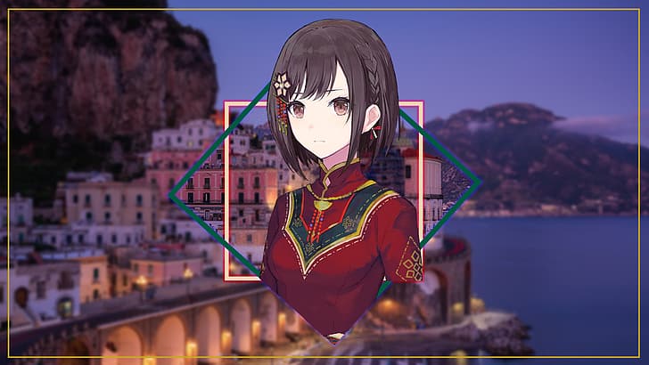 anime girls, picture-in-picture, Project Sekai Colorful Stage, nuit, Italie, Campanie, Fond d'écran HD