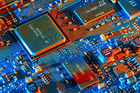 gray circuit board, electronics, electronic components, microprocessor, electrical circuit, HD wallpaper HD wallpaper