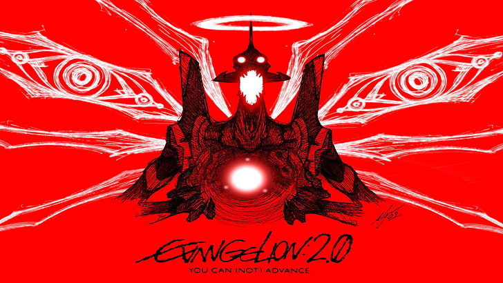 Fond d'écran Exingelion 2.0, Neon Genesis Evangelion, EVA Unit 00, anime, Scream, croquis, ailes, Fond d'écran HD