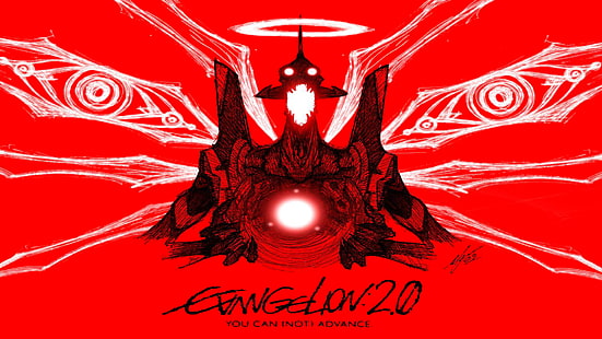 Обои Exingelion 2.0, Neon Genesis Evangelion, EVA Unit 00, аниме, Крик, зарисовки, крылья, HD обои HD wallpaper