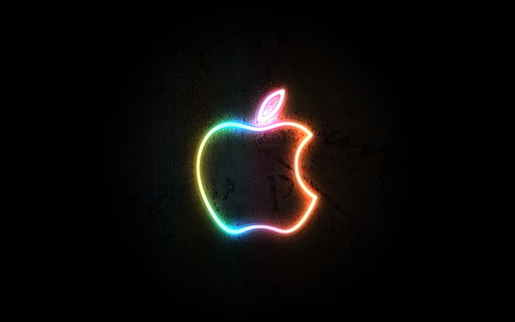 Apple logo wallpaper, black, apple, logo, Neon, HD wallpaper