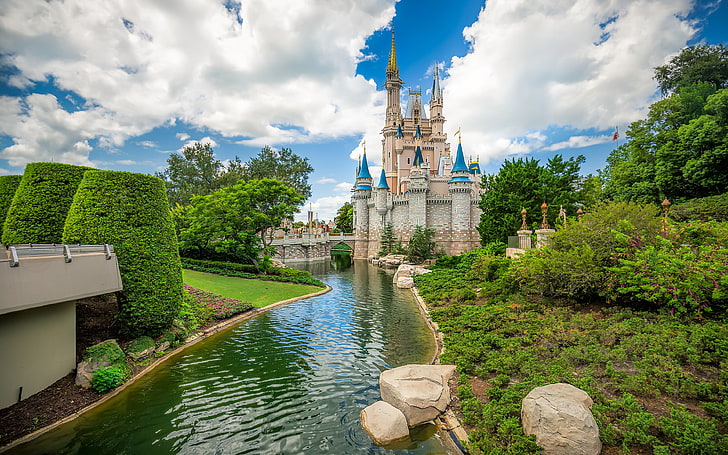 Замъкът на Пепеляшка в Disneyworld Орландо САЩ 4k Ultra Hd Tv Wallpaper за настолен лаптоп таблет и мобилни телефони 3840 × 2400, HD тапет