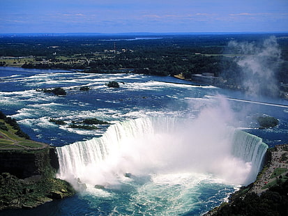 Niagara Şelalesi, niagara şelalesi, sis, su, yükseklik, dere, insanlar, HD masaüstü duvar kağıdı HD wallpaper