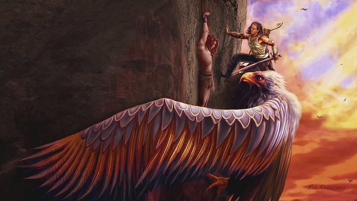 mythology, eagle, fantasy art, HD wallpaper