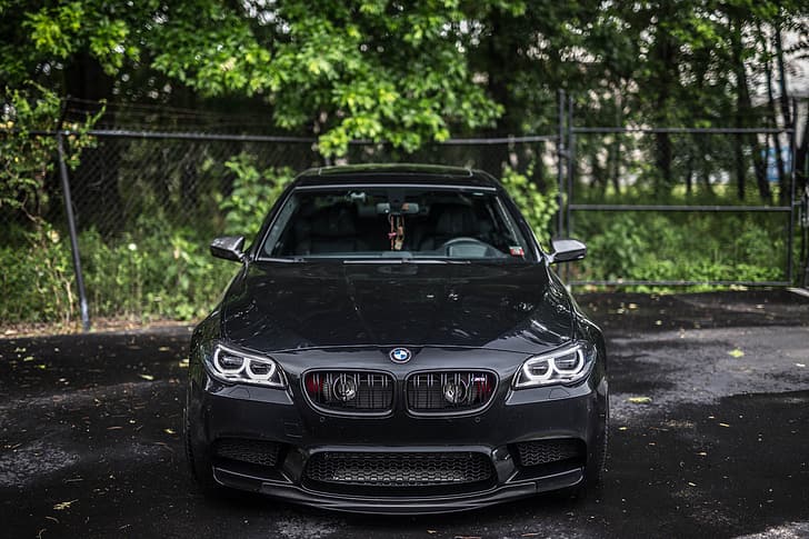 BMW, Front, Black, F10, HD wallpaper