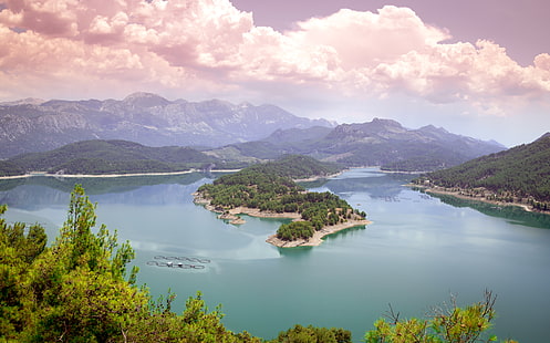 Karacaoren Lake-부르 두르 터키, HD 배경 화면 HD wallpaper