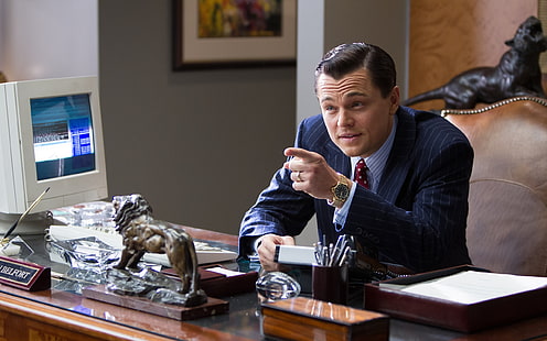 Leonardo Dicaprio, Leonardo DiCaprio, The Wolf of Wall Street, Jordan Belfort, HD tapet HD wallpaper