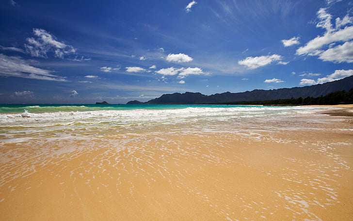 playa, arena, mar, naturaleza, cielo, Fondo de pantalla HD