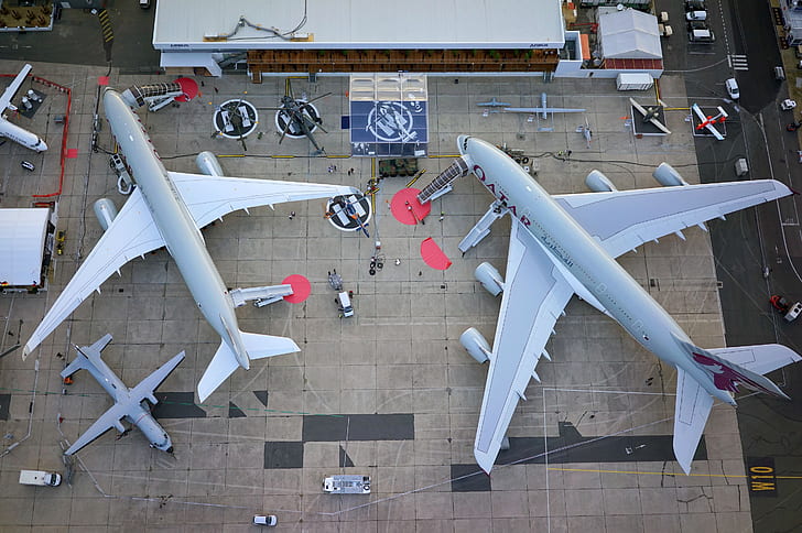 Pesawat, Airbus, Airbus A350, Airbus A380, Helikopter, Pesawat Penumpang, Wallpaper HD