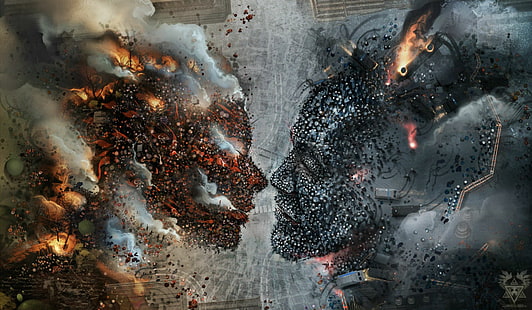 Inferno, polizia, manifestanti, rivolte, Sfondo HD HD wallpaper