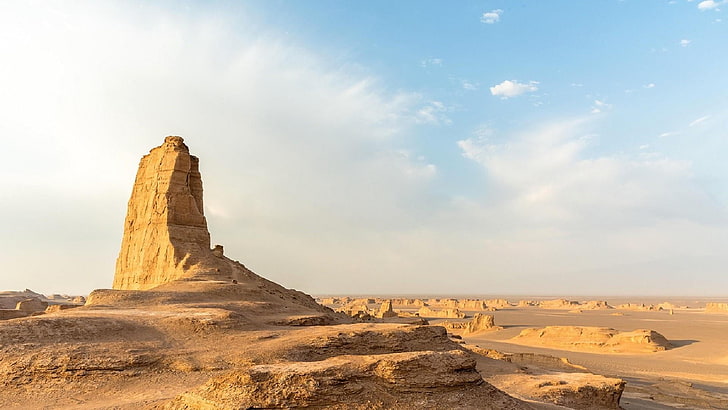 Irán, desierto, lut desierto, cielo, roca, formación rocosa, paisaje, páramos, arena, geología, Fondo de pantalla HD