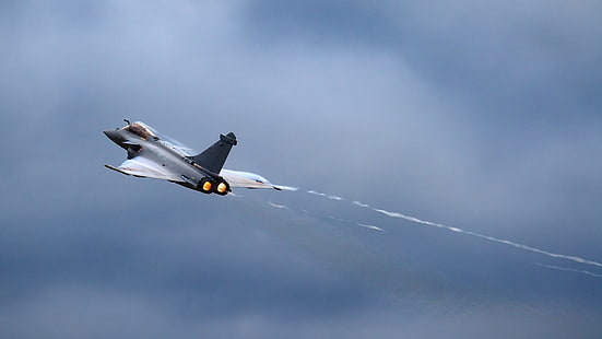 бял и черен реактивен самолет, самолет, военни, военновъздушни сили, Dassault Rafale, HD тапет HD wallpaper