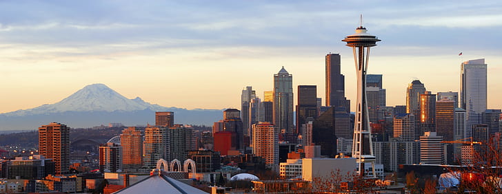 Stadtlandschaft Seattle Mount Rainier, HD-Hintergrundbild