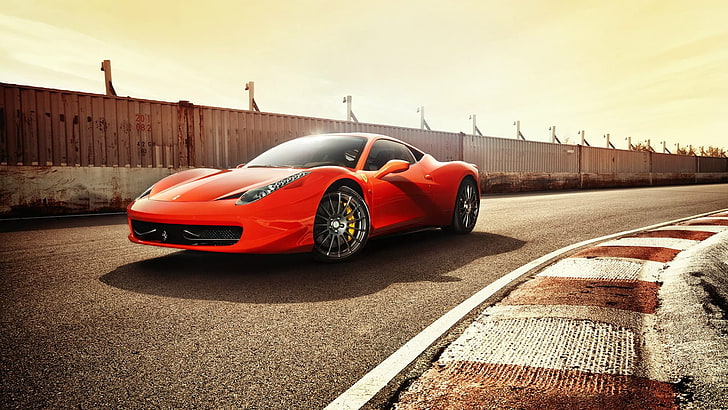 czerwony samochód Buggati, Ferrari 458 Italia, samochód, czerwone samochody, ulica, pojazd, Tapety HD