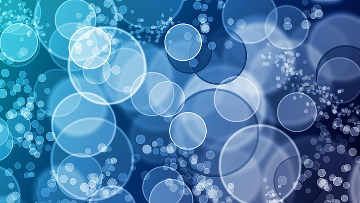 синий, пузыри, жидкий пузырь, пузырь, капля, круг, абстракция, графика, шаблон, HD обои