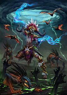 animierte Schädel und Fledermaus Charakter digitale Tapete, Hexendoktor, Diablo, Diablo III, Diablo 3: Reaper of Souls, HD-Hintergrundbild HD wallpaper
