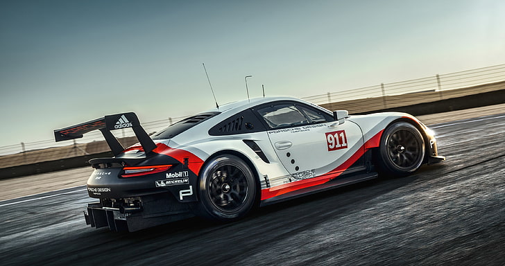 2017, vista lateral, Porsche 911 RSR, HD papel de parede
