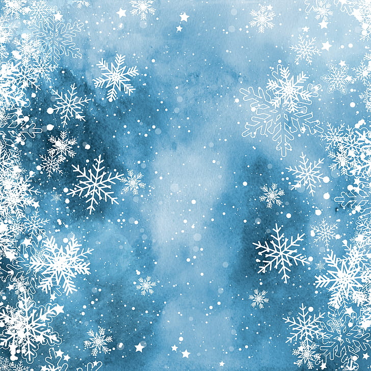зима, сняг, снежинки, фон, Коледа, HD тапет