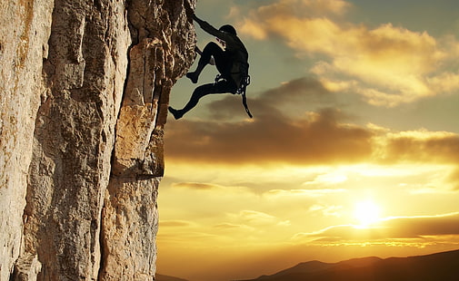 Rock Climbing, menś black suit, Sports, Other Sports, Rock, Climbing, HD wallpaper HD wallpaper
