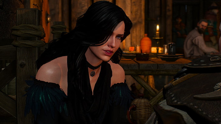 woman wearing black off-shoulder digital wallpaper, The Witcher 3: Wild Hunt, Yennefer of Vengerberg, The Witcher, HD wallpaper