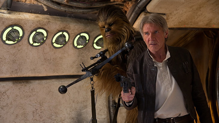 حرب النجوم ، حرب النجوم الحلقة السابعة: The Force Awakens ، Chewbacca ، Han Solo، خلفية HD