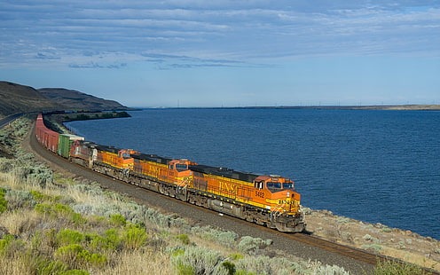 freight train, diesel locomotive, transport, train, HD wallpaper HD wallpaper
