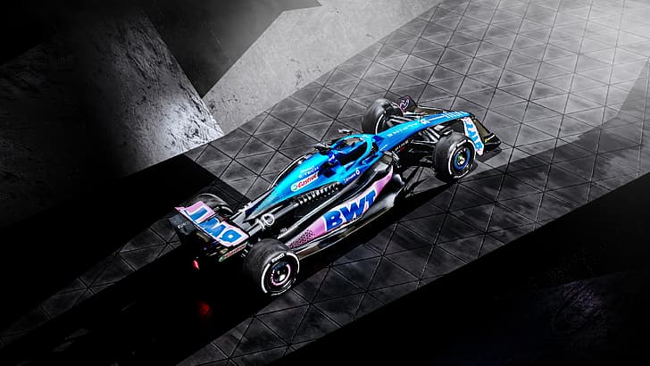 Formula 1, formula cars, Renault Alpine, Alpine F1 Team, Alpine A523, vehicle, motorsport, dark background, reflection, car, HD wallpaper