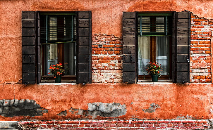 finestra, casa, fiori, edificio, Sfondo HD