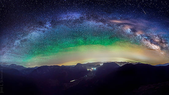 نجوم الليل مجرة ​​درب التبانة جبال المناظر الطبيعية عالية الدقة ، الطبيعة ، المناظر الطبيعية ، الليل ، الجبال ، النجوم ، المجرة ، الطريق ، حليبي، خلفية HD HD wallpaper